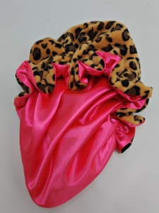 Logo personalizzato per bambini con doppio strato reversibile in velluto raso di seta Set di cuffie per mamma e Me con orecchio gattino - Product Image 3