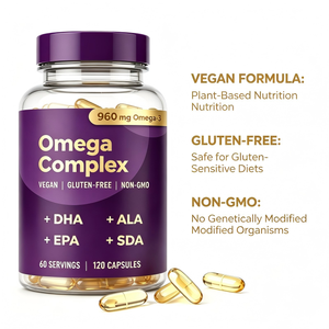 Capsules de complément alimentaire végétalien Omega 3 OEM 960 mg Omega3 avec <span class=keywords><strong>DHA</strong></span> EPA SDA <span class=keywords><strong>ALA</strong></span> 120 capsules liquides - Product Image 6