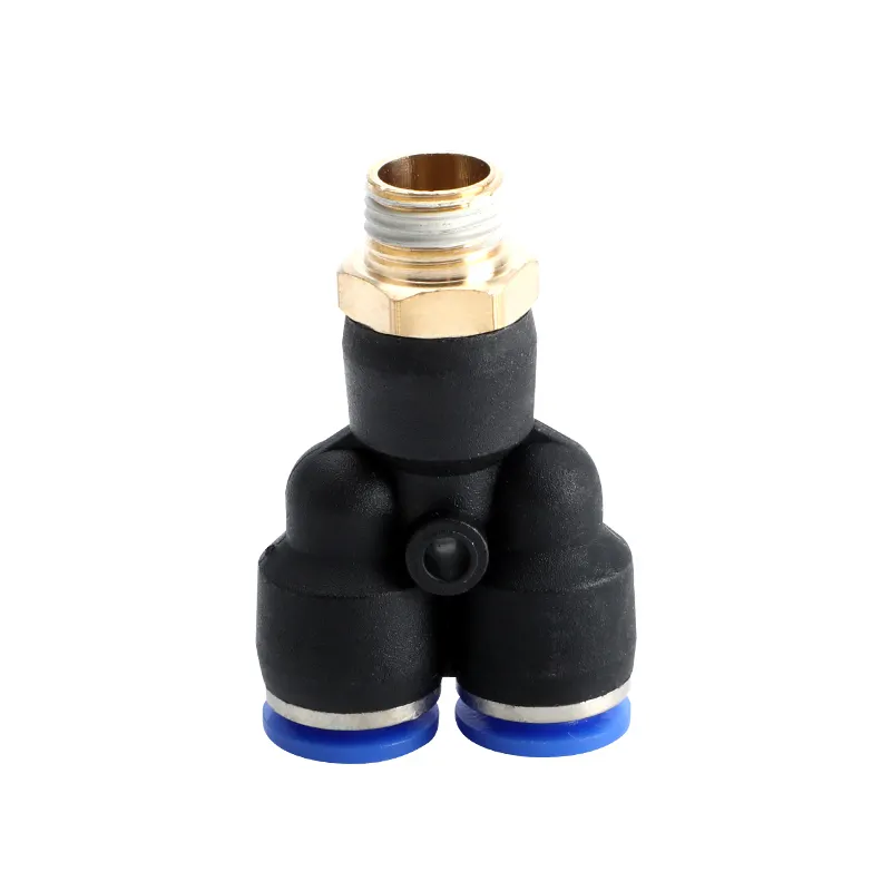 Bahoo PX Series one touch 3 way Y type tee male thread air hose tube connector plastic pneumatic quick fitting