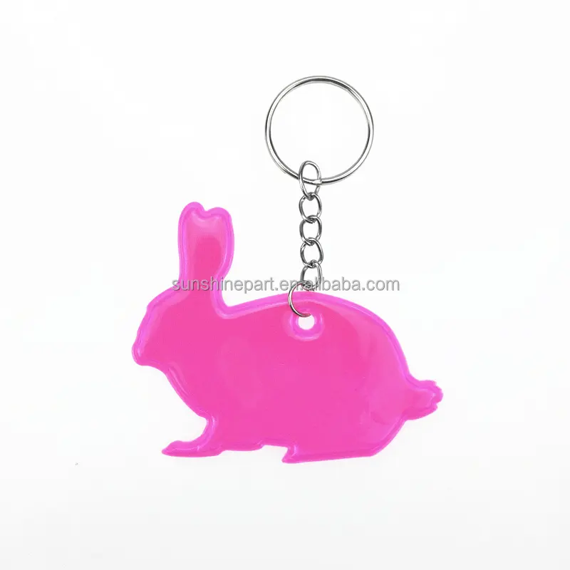BSCI Factory CE Rabbit shape Reflective keychain, Pink reflective hanger