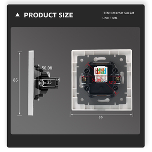<span class=keywords><strong>Prise</strong></span> <span class=keywords><strong>RJ45</strong></span> standard OEM EU 86*86mm Blanc Noir Or Gris <span class=keywords><strong>Prise</strong></span> <span class=keywords><strong>Internet</strong></span> pour panneau PC Cat 6 Combinaison gratuite de modules et de cadres - Product Image 4