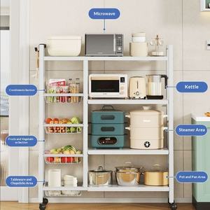 Nouvelle étagère de cuisine en métal, debout, mobile, non pliable, à quatre niveaux, multifonctionnelle, pour <span class=keywords><strong>four</strong></span> à micro-ondes, simple et moderne - Product Image 4
