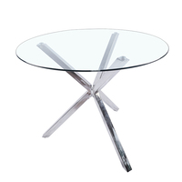 Table à manger moderne haut de gamme en verre avec structure en fer, durable et de taille personnalisable pour usage domestique et commercial