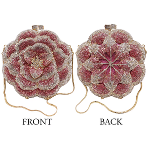 लक्जरी महिलाओं की शाम की बैग क्रिस्टल खोपड़ी खोपड़ी खोल बुरी आंख वाली दिल की गेंद को विशेष के लिए फूल के आकार का क्लच पर्स - Product Image 5