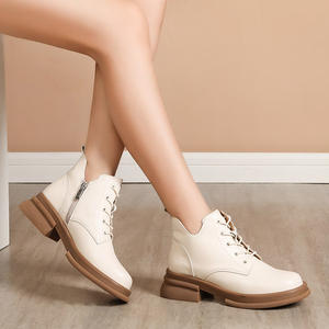 Botines de cuero de vaca de talla grande Victoria Christina Hesketh, botas de moda con cremallera y cordones, cálidas, transpirables, para otoño - Product Image 4