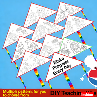 Kit de cerf-volant à colorier pour enfants, loisirs créatifs DIY, cerf-volant facile à faire voler avec canne à pêche, parfait pour les activités de plein air au printemps