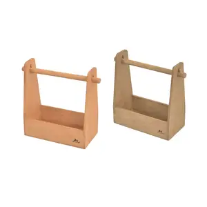 储物实木松树皮便携式折叠可折叠塑料野餐篮储物盒，带盖和手柄