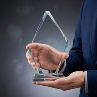 Trophée de compétition sportive en cristal de verre K9, forme goutte d'eau, poli, vierge, avec gravure de logo personnalisée