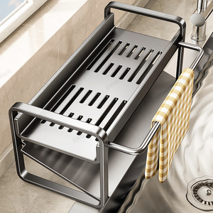 Kitchen Sink Drainer Rack With Tray Square Hanging Dish Drying Rack For Countertop Use - Product Image 2