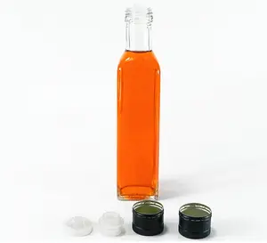Qualité alimentaire 100ml 180ml 250ml 500ml 750ml 1L Bouteille vide carrée en verre clair antique Bouteille d'huile d'olive 1 litre