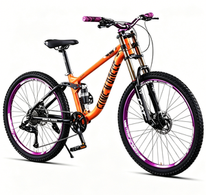Vélo de Montagne <span class=keywords><strong>26</strong></span> Pouces 9 Vitesses en Acier Carbone Haute Résistance, Frein à Disque Hydraulique Double Suspension, Vente Directe Usine - Product Image 1