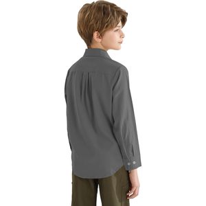 Chemise habillée à manches longues pour garçons, en tissu Oxford, avec poche poitrine, coupe classique, chemise uniforme pour tout-petits - Product Image 3