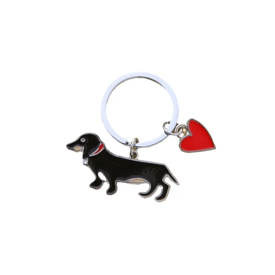 Criativo Novo Produto Amor coração e Dachshund Dog Keychain Promoção Presente Car keychain