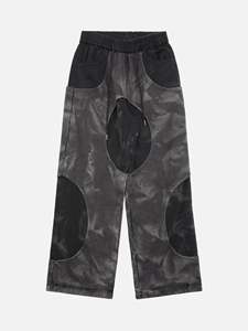 Men's Washed Cargo <b>Trousers</b> <b>Elastic</b> <b>Waist</b> Multi Pocket Wide Leg Casual Streetwear Workwear Pants - Product Image 1