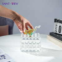 Coffret cadeau fantaisie Ramadan boîte en cristal sculpté avec bocaux en verre au chocolat au motif de fleurs gravées pour bol de stockage de sucre