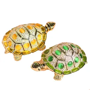 2024 Creative New Design Chinese Style Turtle Shaped Metal Enamel Jewelry Box For Home Decoration