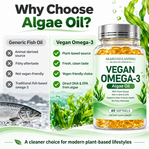 Complément alimentaire à base d'huile d'algues végétalienne oméga-3, riche en DHA et EPA, pour le bien-être quotidien et une vie équilibrée, 60 gélules molles - Product Image 6
