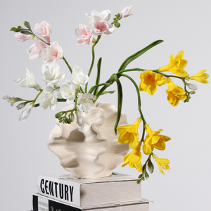 Flores de Fresia Artificiales de Alta Gama, 2 Ramas, Tacto Natural, Fresia <span class=keywords><strong>Refracta</strong></span> para Decoración de Interiores, Sala de Estar, Hogar y Bodas - Product Image 2