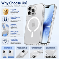 Casing Ponsel Mewah TPU+PC Kristal Bening Magnetik dengan Tombol Kontrol AI Ultra Tipis Anti Menguning Tahan Gores