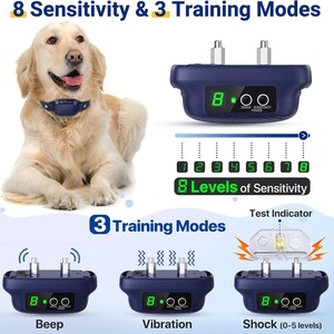 Collar de control de ladridos para perros, dispositivo de entrenamiento de sensibilidad ajustable e impermeable para perros PB12 negro - Product Image 2