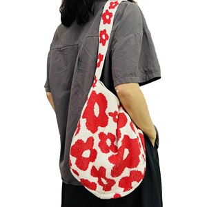 Nuova Borsa a Mano Unisex 2024 di Design Coreano, in Maglia Crochet Traspirante, Alta Capacità, Tinta Unita, in Cotone - Product Image 1