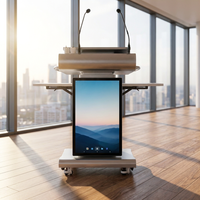 Podio con Pantalla Táctil LCD Inteligente Personalizada, Elevación Motorizada, Ajuste de Ángulo, Control Táctil Capacitivo, Basado en la Nube, para Interiores, 1 Año de Garantía