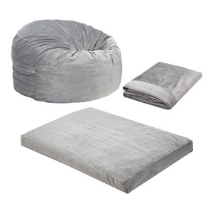 Canapé pouf moderne surdimensionné en velours, une place, avec mousse à mémoire de forme, hauteur réglable, design confortable pour salon familial - Product Image 5