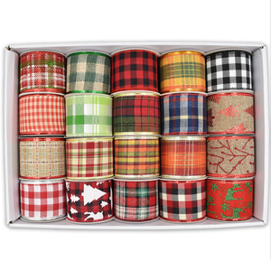 OKAY personnalisé 6.3cm noël ecosse Tartan Plaid Buffalo décoratif filaire bord ruban pour emballage cadeau bricolage décoration - Product Image 1