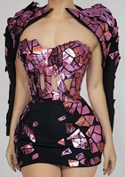 Soutien-gorge à paillettes Top Mini jupes DJ chanteur danseur scène Performance Costume femmes Sexy boîte de nuit tenue ensembles