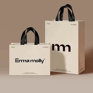Recyclable High-Quality Custom Logo Printed OEM Emballage Shopping Paper Bags With Cardboard Paper