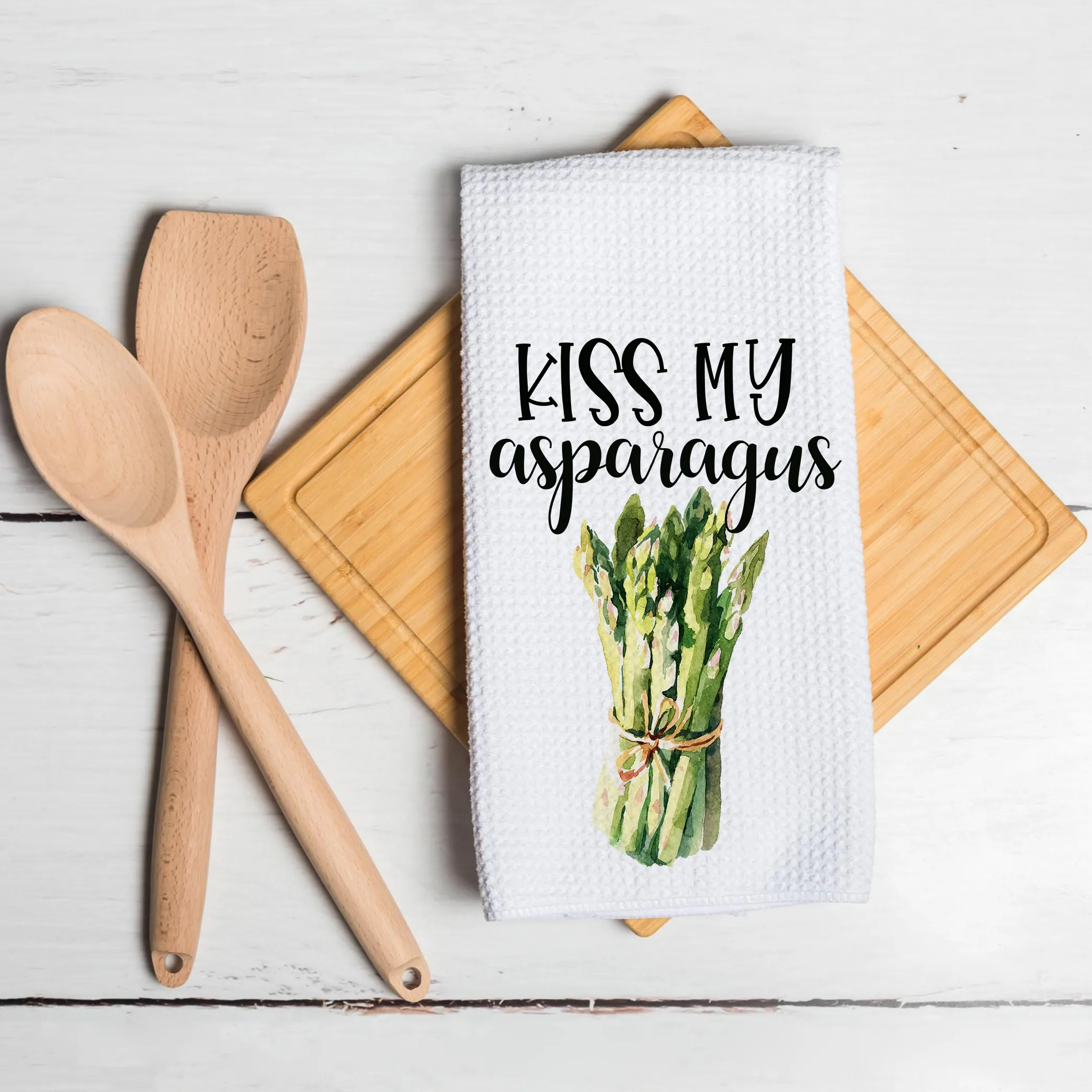 I Don't Carrot All Let The Beet Drop Funny Vegetable Saying Waffle Kitchen Tea Towel Hostess Gift