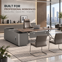 Bureau de direction moderne en forme de L, table de bureau de luxe pour PDG, ensemble de mobilier de bureau pour poste administratif