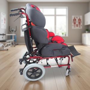 Fauteuil roulant manuel inclinable avec dossier haut et appui-tête réglable pour enfants atteints de paralysie cérébrale - Product Image 1