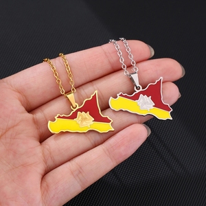 Collar con Colgante de Acero Inoxidable para Hombre y Mujer, Joyería Étnica con Mapa, Regalo Italiano, Nuevo Mapa de la Isla de <span class=keywords><strong>Sicilia</strong></span>, <span class=keywords><strong>Bandera</strong></span> de Italia - Product Image 6