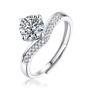 1 กะรัตราคาถูก<span class=keywords><strong>ราคา</strong></span> 925 เงินสเตอร์ลิงแหวน Moissanite Diamond Round Brilliant CUT แหวนผู้หญิงเครื่องประดับหมั้น - Product Image 5