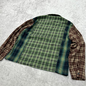 T-shirts surdimensionnés délavés à l'acide en flanelle streetwear de créateur avec logo Chemise à manches longues boutonnée à carreaux et strass pour hommes - Product Image 2