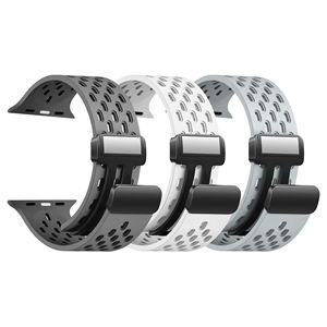 Cinturino Sportivo Traspirante in Silicone Morbido con Fibbia Magnetica Pieghevole per IWatch Serie 9, Ultra <span class=keywords><strong>2</strong></span>, SE, Ultra, 8 7 6 5 4 <span class=keywords><strong>3</strong></span> <span class=keywords><strong>2</strong></span> - Product Image 6