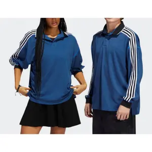 Customization Fashion High Quality Polo Collar Sweatshirt Over Sizes Sweatshirts Unisex 3D Embossed Line Design Sweat Shirt