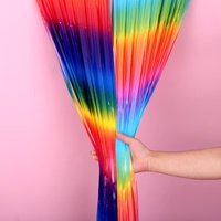 Rideau à franges irisées effet goutte de pluie avec pompons colorés - Décoration d'anniversaire et rideau de porte