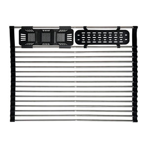 Portable pliable 304 en acier inoxydable polyvalent enrouler égouttoir à vaisselle étendoir au-dessus de l'évier évier de cuisine étendoir à vaisselle - Product Image 1