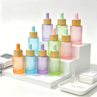 Botol Kaca Pipet 30ml dengan Logo Kustom, Tutup Bambu, Botol Kosong untuk Serum Wajah, Minyak Tubuh, Solusi Kemasan Massal