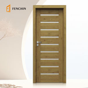 Moderno francés MDF PVC 8 pies oculto precolgado acero aluminio vidrio Interior secreto puertas de madera para casas con marcos - Product Image 5