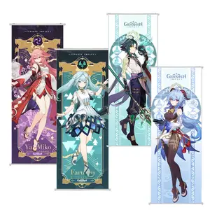 100 Styles Canvas Art Klee Xiao Scrolls WallScrolls Hanging Painting Anime Poster Genshined Impact Wall Scroll