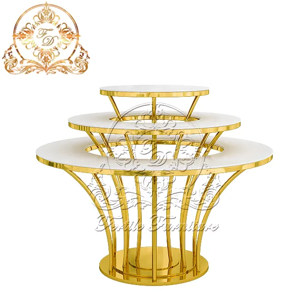 Fruchtbare Möbel 3 Level Design Gold Runde Hochzeits torte Tisch