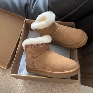 Bottes d'hiver décontractées pour femme en cuir véritable avec fourrure naturelle, modèle court et épais, nouvelle collection automne/hiver - Product Image 6