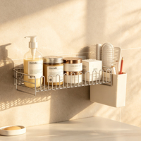 Étagère de douche murale en acier inoxydable 304, sans perçage, pour rangement de produits de toilette dans la salle de bain