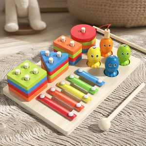 Juguete Sensorial Multifuncional 3 en 1 para Bebés, Tablero de Actividades Montessori para el Desarrollo de la Motricidad Fina, para Niños de 1 Año - Product Image 3