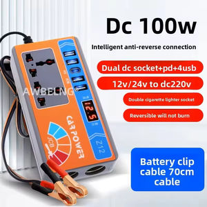 Chargeur intelligent haute puissance 100W pour voitures QC3.0 convertisseur de puissance onduleur 220V 5V/3A adaptateurs 15A sortie pour voiture au Lithium EU/US - Product Image 4