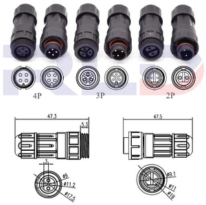 2025 Schroefvergrendeling met draad, waterdicht IP68, <span class=keywords><strong>2</strong></span>, 3, 4-pins paneelmontage mannelijke stekker en vrouwelijke connector - Product Image 2