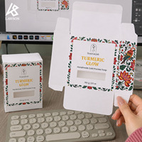 Boîte à savon personnalisée avec découpe fenêtrée, impression florale et d'oiseaux en couleur, estampage à chaud doré, pliable, pour savon artisanal à froid